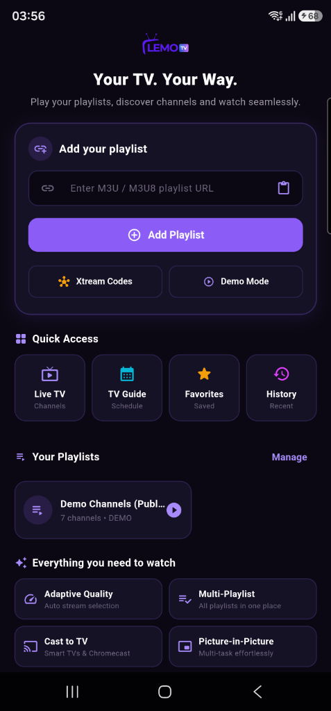 LemoPlayer App Interface